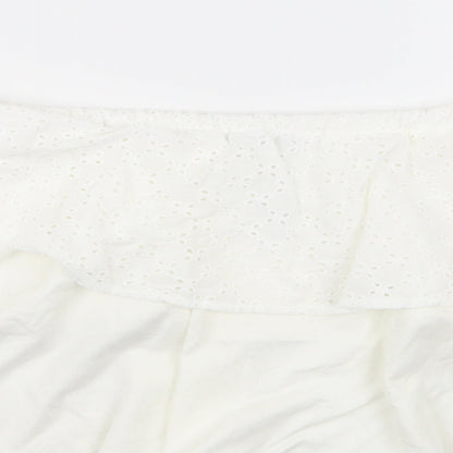 Pull&Bear pull and bear Womens White Geometric  Basic Blouse Size M