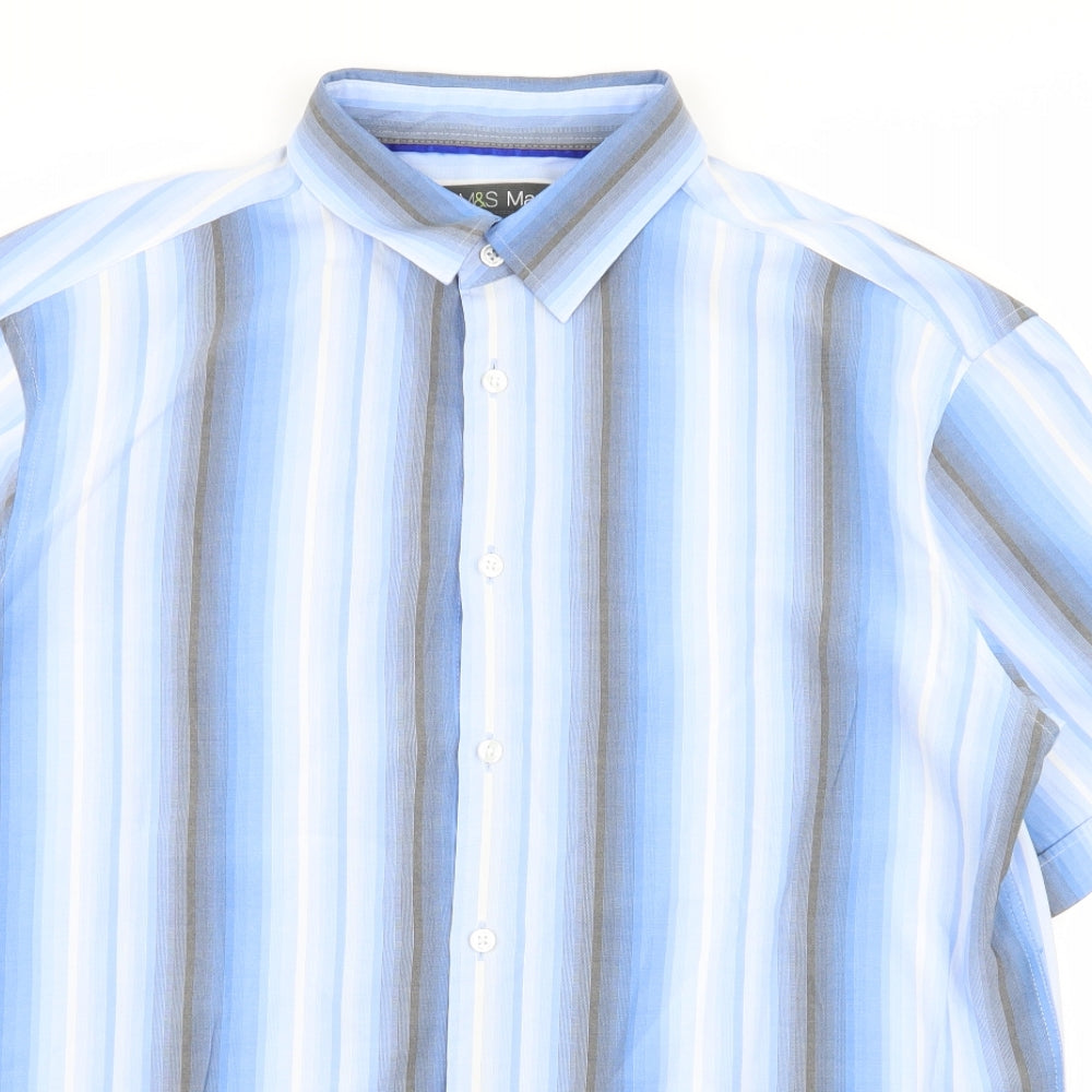 Mens UK Size L M&S Multicoloured  Button-Up Short Sleeve Casual Shirt