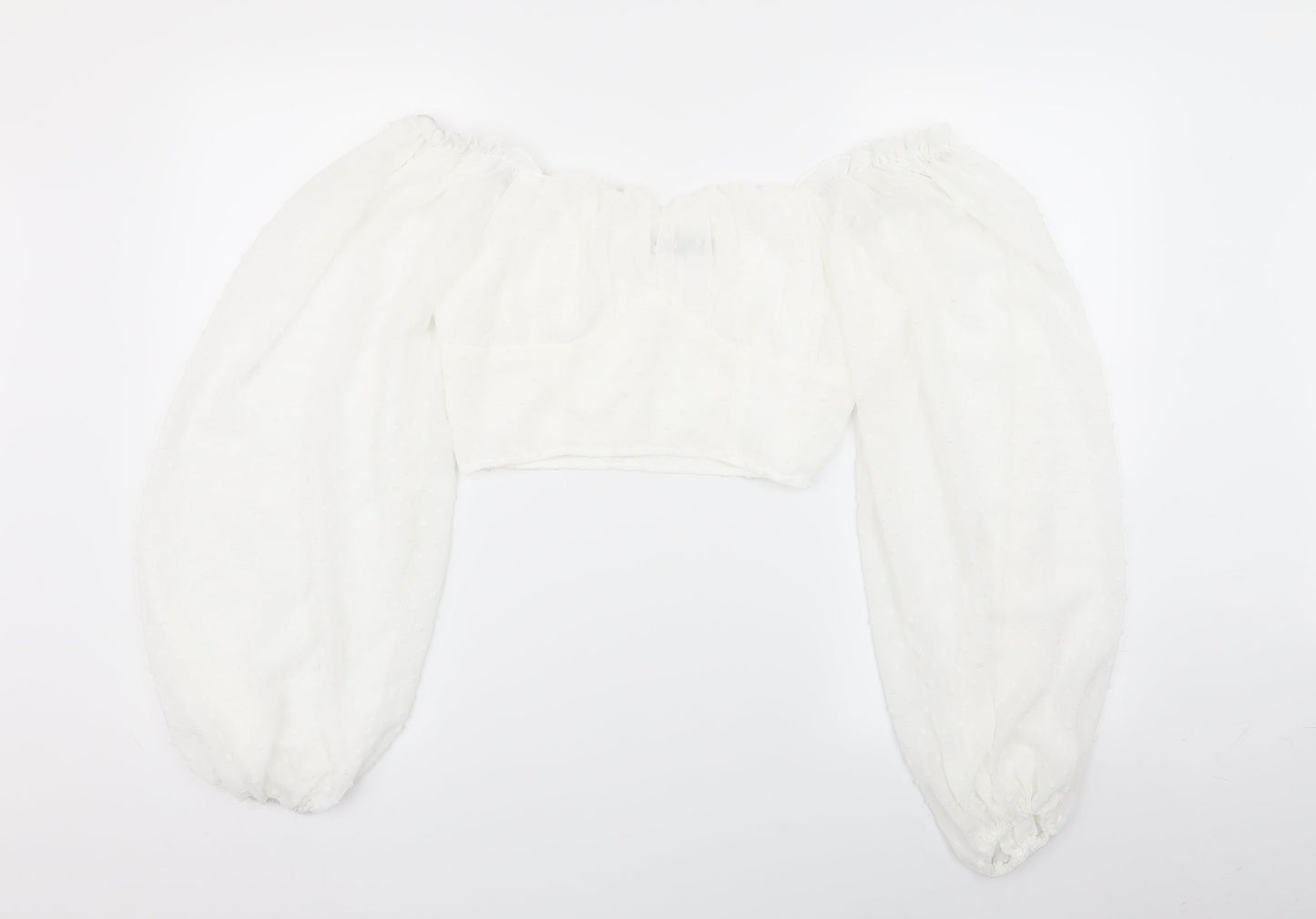 SheIn Womens White Polka Dot  Basic Blouse Size S