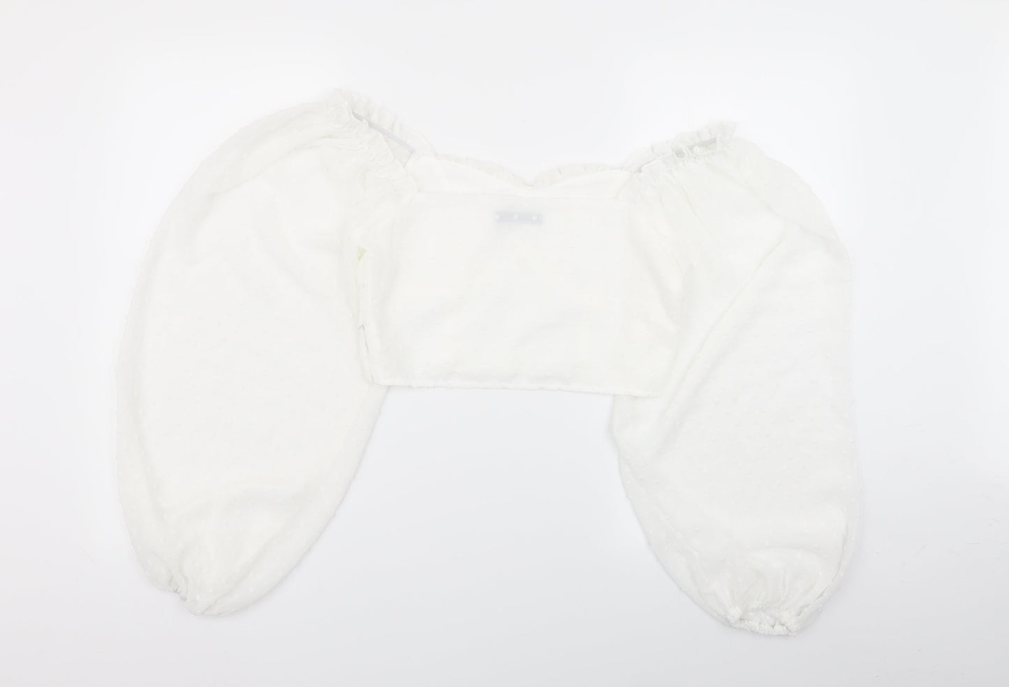 SheIn Womens White Polka Dot  Basic Blouse Size S