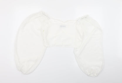 SheIn Womens White Polka Dot  Basic Blouse Size S