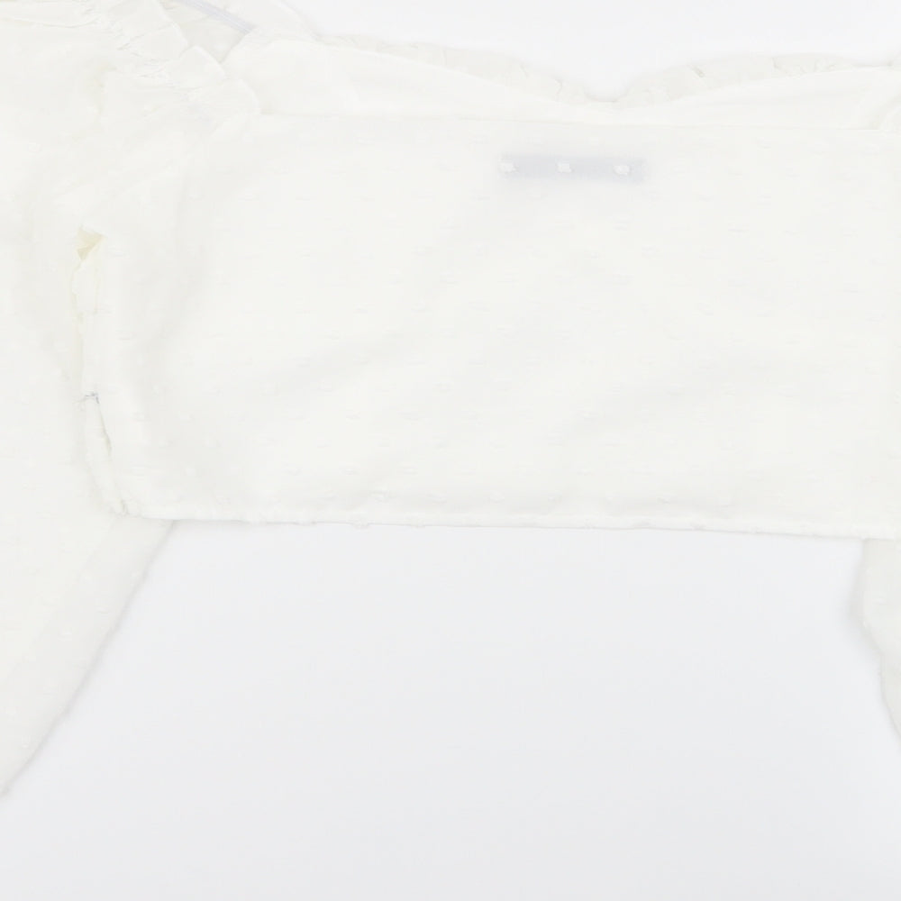 SheIn Womens White Polka Dot  Basic Blouse Size S