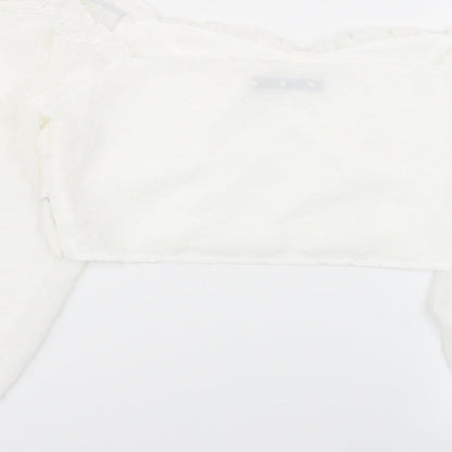 SheIn Womens White Polka Dot  Basic Blouse Size S