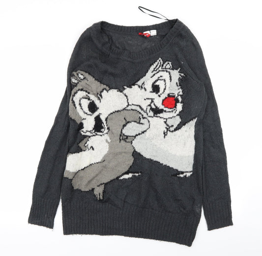 Divided by H&M Womens Grey Animal Print  Pullover Jumper Size 12