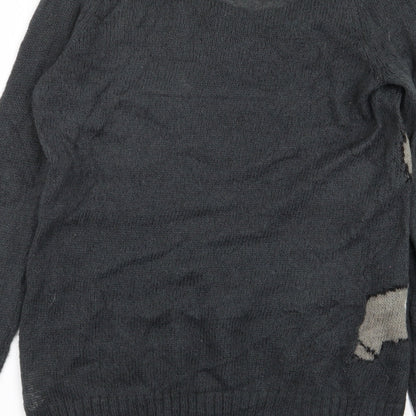 Divided by H&M Womens Grey Animal Print  Pullover Jumper Size 12