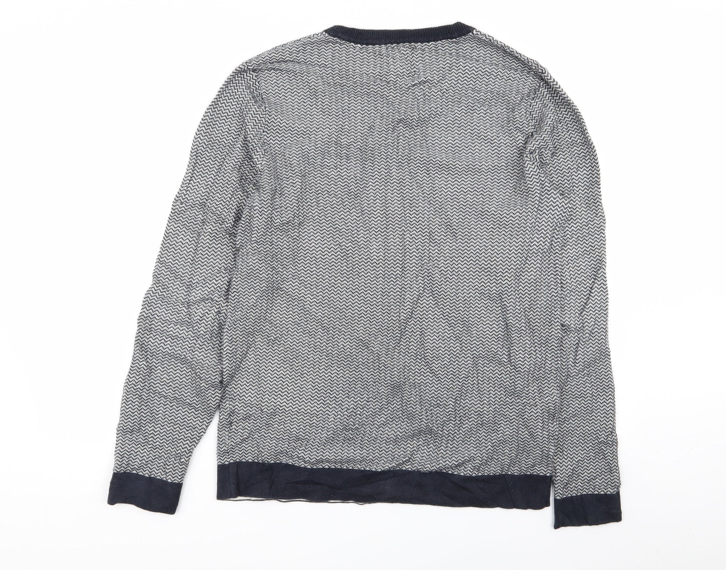 burton menswear Mens Blue Geometric  Pullover Jumper Size S