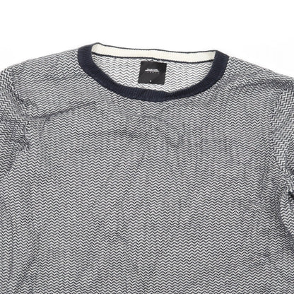 burton menswear Mens Blue Geometric  Pullover Jumper Size S
