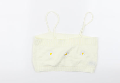 SheIn Womens Ivory Floral  Basic Tank Size M