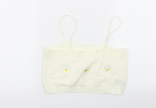 SheIn Womens Ivory Floral  Basic Tank Size M