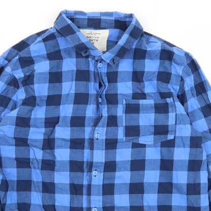 Mens UK Size L Native Youth Blue  Button-Up Long Sleeve Casual Shirt