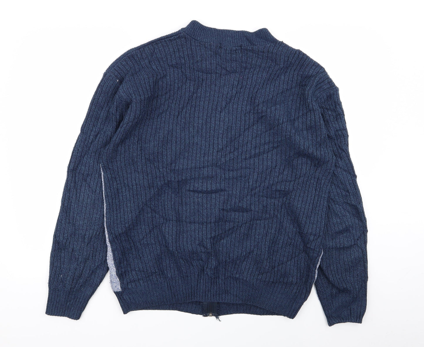 Carbou Mens Blue Geometric  Full Zip Jumper Size L