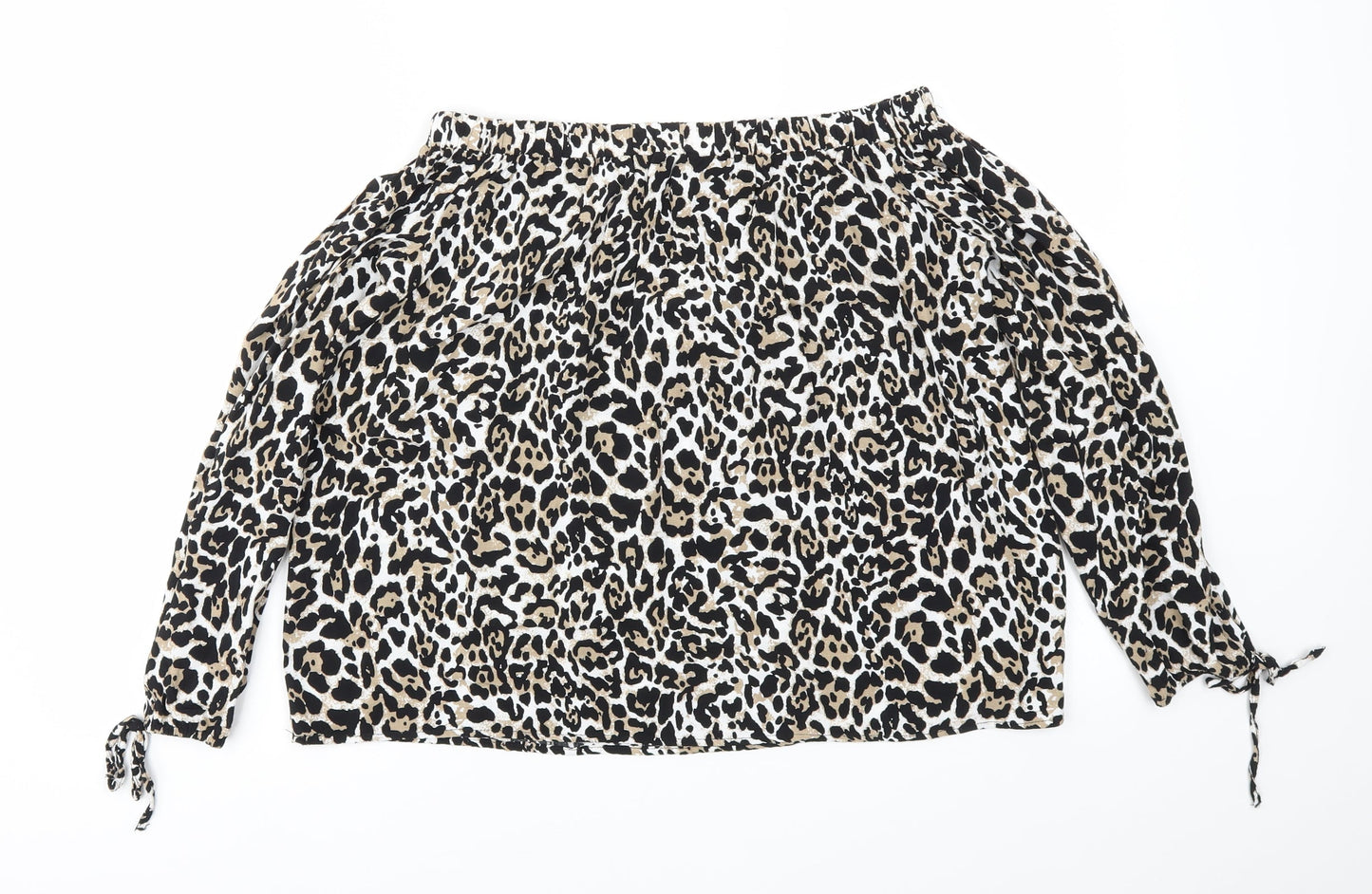 Papaya Womens Brown Animal Print  Basic Blouse Size 8