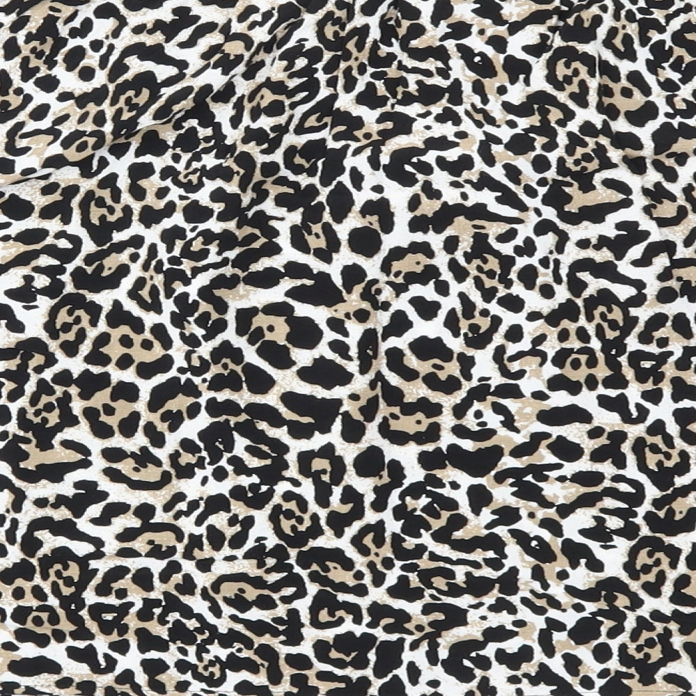 Papaya Womens Brown Animal Print  Basic Blouse Size 8