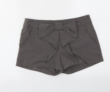 VILA Womens Grey Houndstooth  Cut-Off Shorts Size S