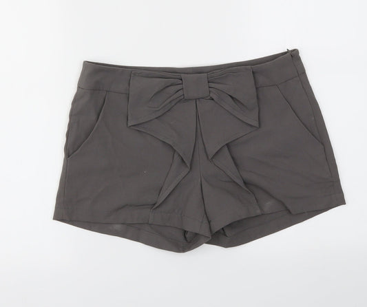 VILA Womens Grey Houndstooth  Cut-Off Shorts Size S