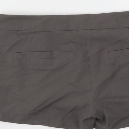 VILA Womens Grey Houndstooth  Cut-Off Shorts Size S