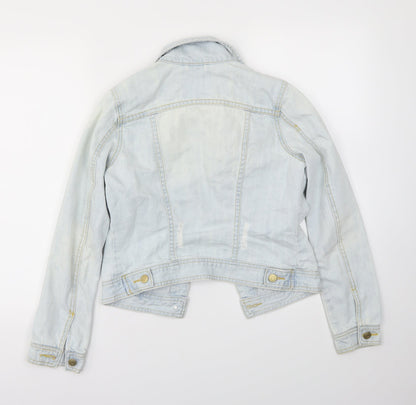 Back view of DENIM&CO women’s blue jacket, size UK 6