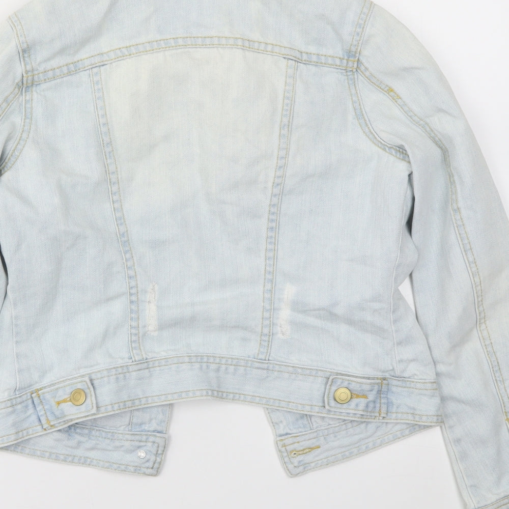 Brand and care label for DENIM&CO women’s blue jacket, size UK 6