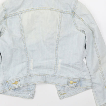 Brand and care label for DENIM&CO women’s blue jacket, size UK 6