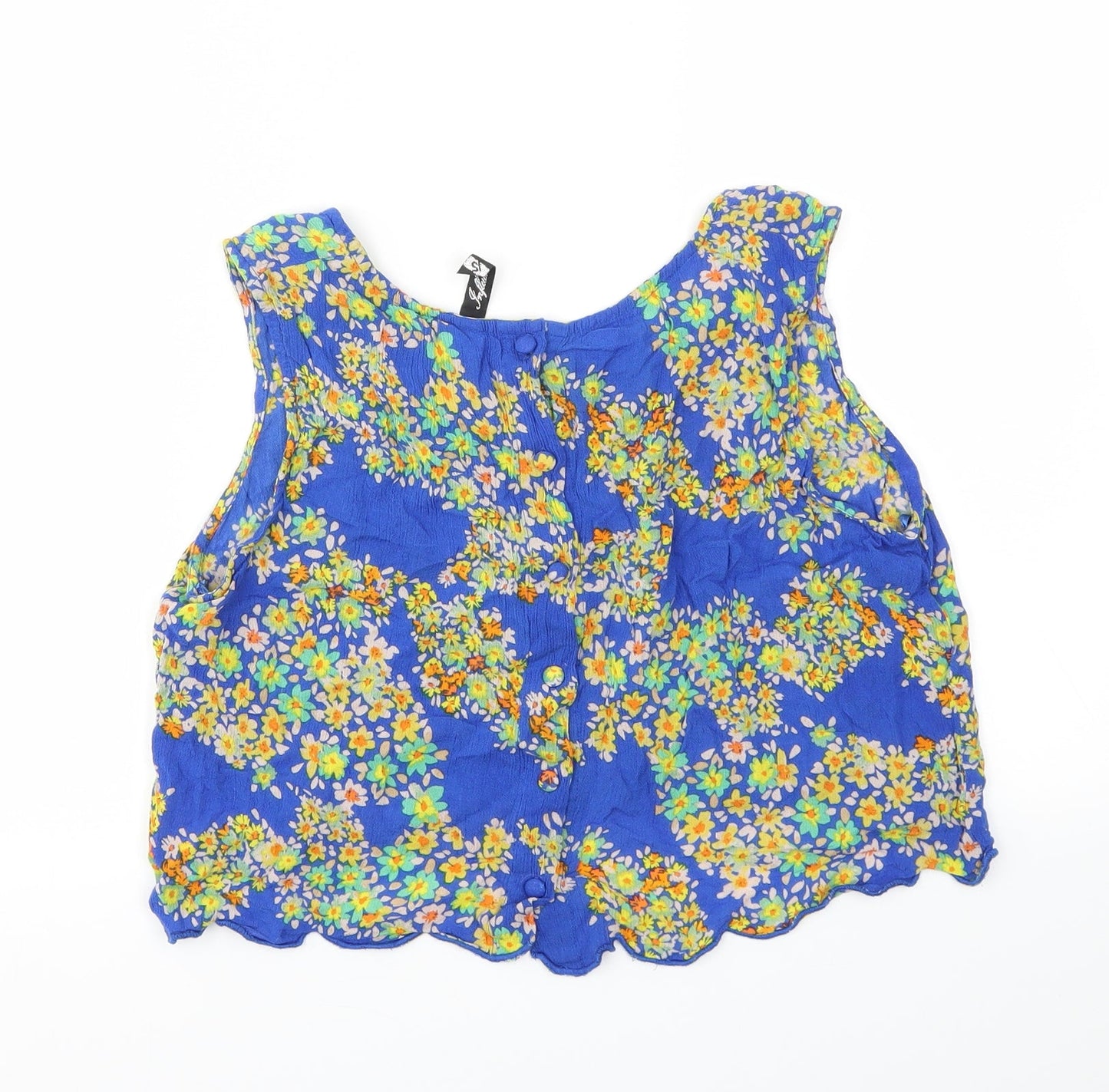 influence Womens Blue Floral  Basic T-Shirt Size 12