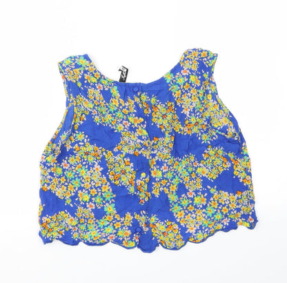 influence Womens Blue Floral  Basic T-Shirt Size 12