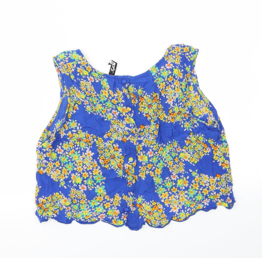 influence Womens Blue Floral  Basic T-Shirt Size 12