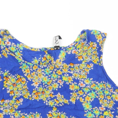 influence Womens Blue Floral  Basic T-Shirt Size 12