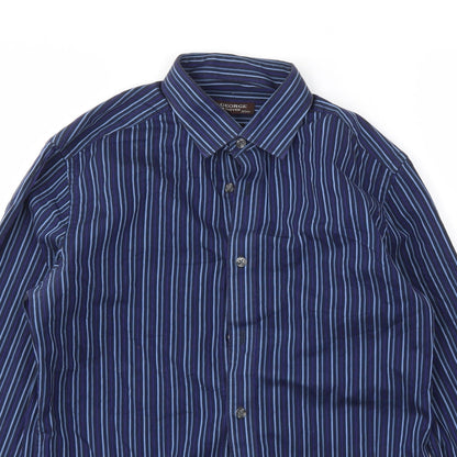 St George Mens Blue Striped   T-Shirt Size 15