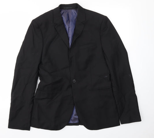 Mens UK Size 38 Topman Regular Black Suit Jacket