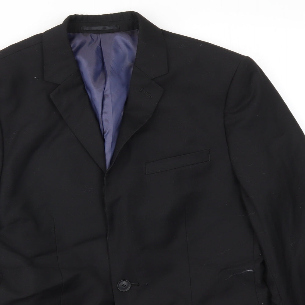 Mens UK Size 38 Topman Regular Black Suit Jacket