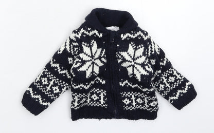 Earlydays Baby Blue Geometric Knit Jacket Coatigan Size 9-12 Months