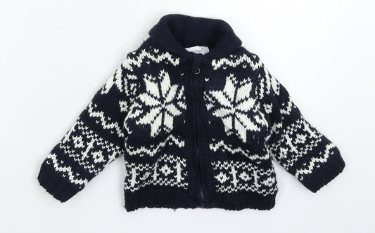 Earlydays Baby Blue Geometric Knit Jacket Coatigan Size 9-12 Months