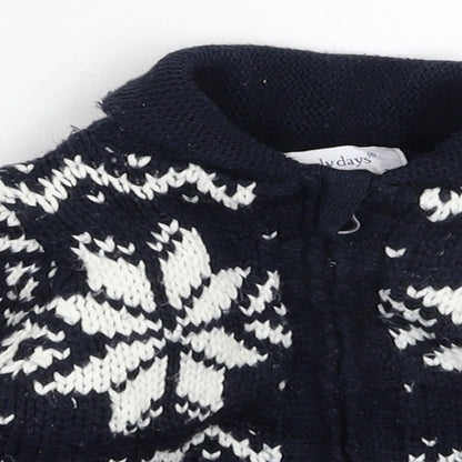 Earlydays Baby Blue Geometric Knit Jacket Coatigan Size 9-12 Months