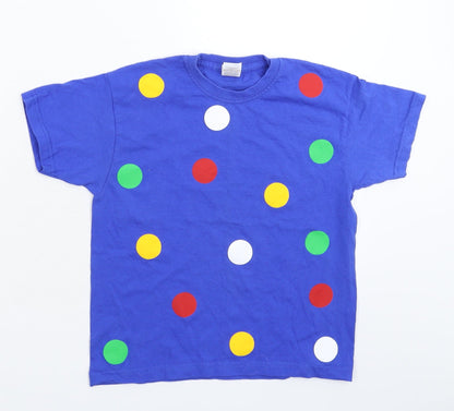Fruit of the Loom Girls Blue Polka Dot  Basic T-Shirt Size 5-6 Years