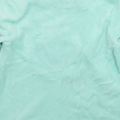 Just Like You Womens Green Solid Fleece Top Pyjama Top Size 14