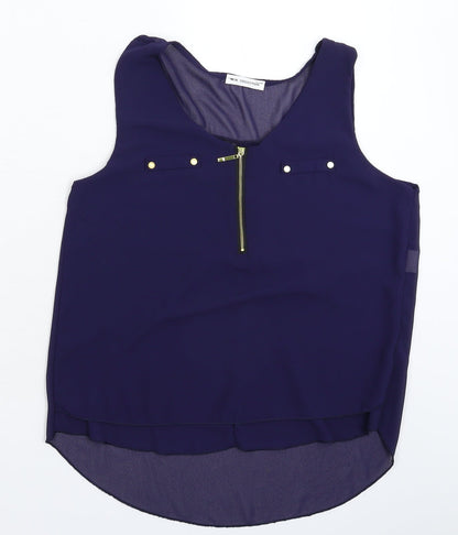 JW Moda Womens Blue  Satin Basic Blouse Size L