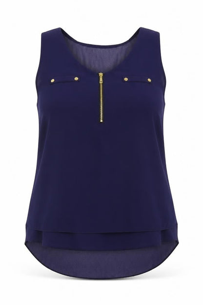 JW Moda Womens Blue  Satin Basic Blouse Size L