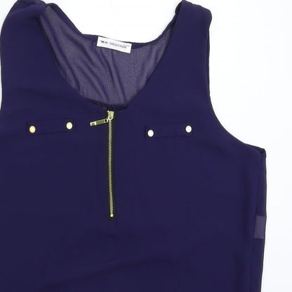 JW Moda Womens Blue  Satin Basic Blouse Size L