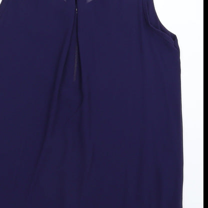 JW Moda Womens Blue  Satin Basic Blouse Size L