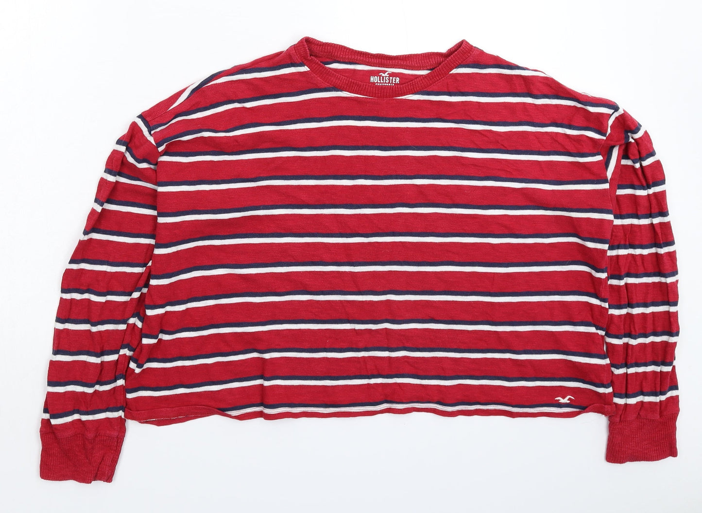 Hollister Womens Red Striped  Pullover Sweatshirt Size M  - Oversized