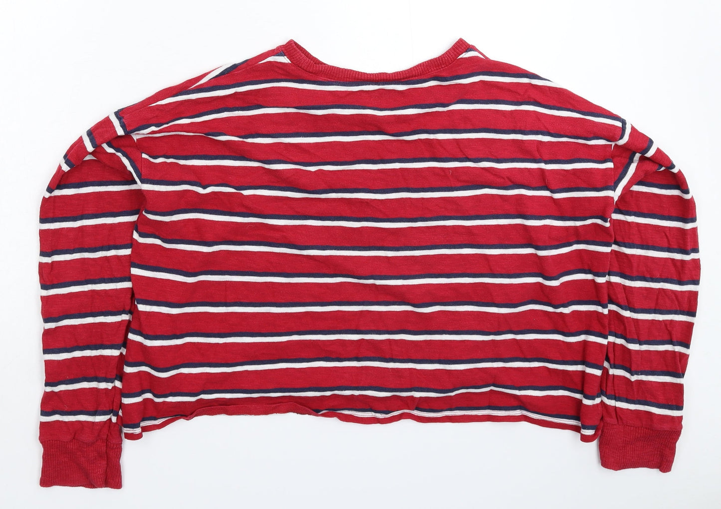 Hollister Womens Red Striped  Pullover Sweatshirt Size M  - Oversized