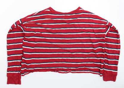 Hollister Womens Red Striped  Pullover Sweatshirt Size M  - Oversized