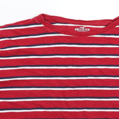 Hollister Womens Red Striped  Pullover Sweatshirt Size M  - Oversized