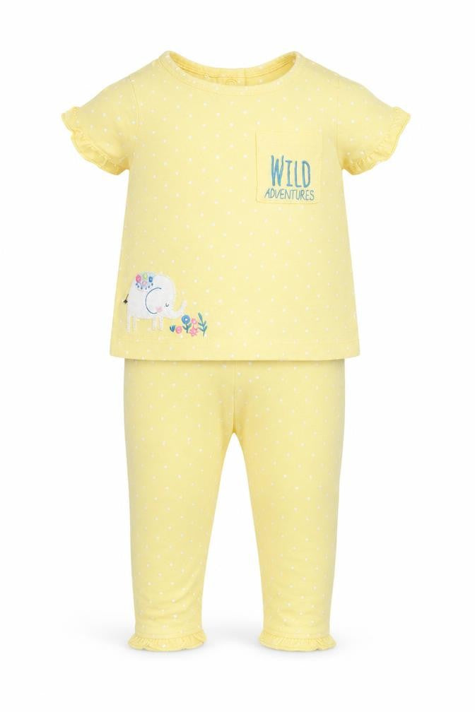Mini Club Girls Yellow Spotted  Babydoll Pyjama Set Size 0-3 Months