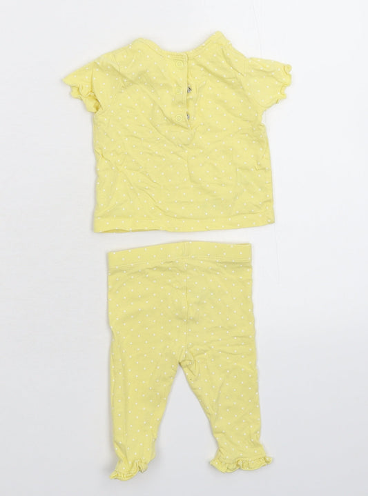 Mini Club Girls Yellow Spotted  Babydoll Pyjama Set Size 0-3 Months