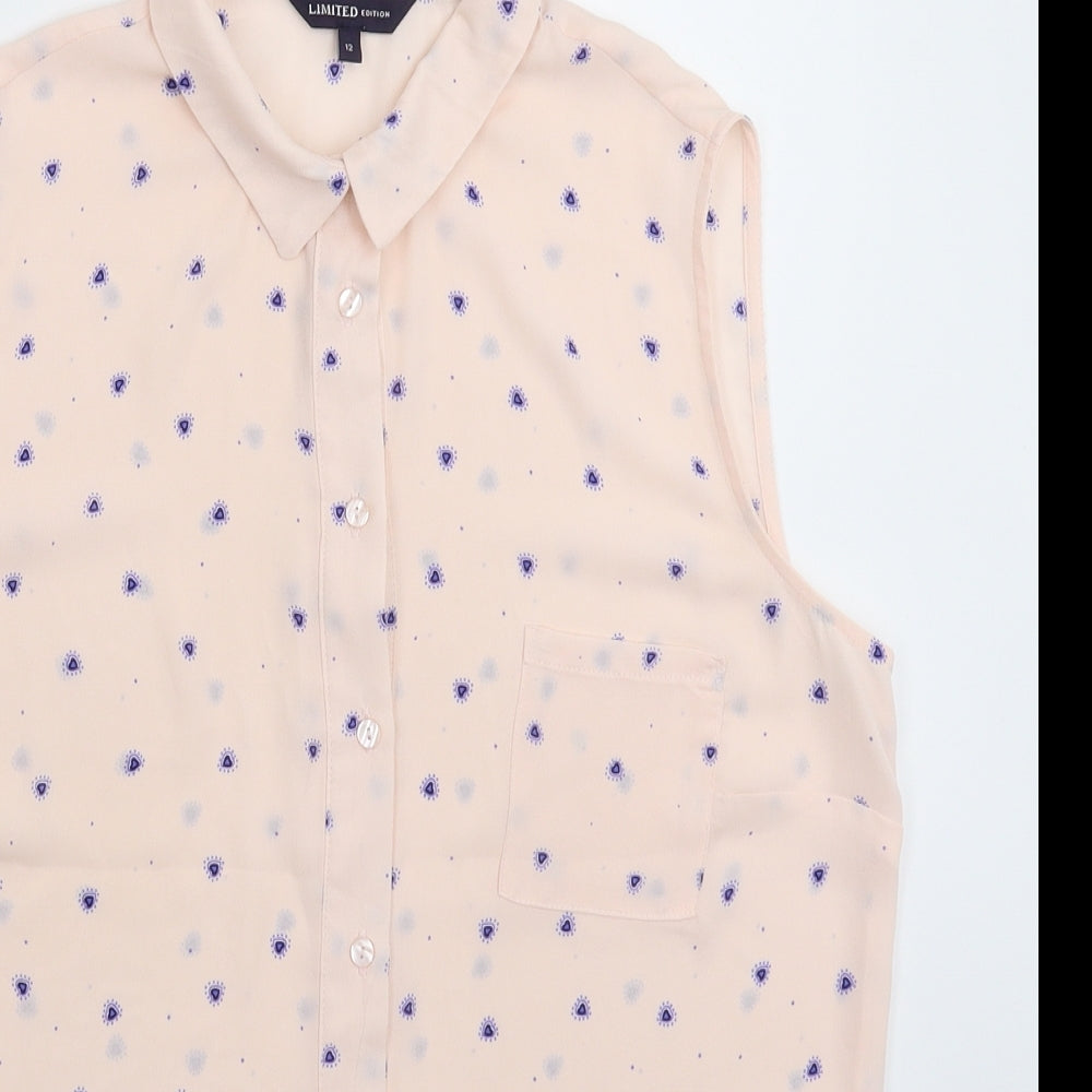 Womens UK Size 12 Marks and Spencer Beige Basic Button-Up