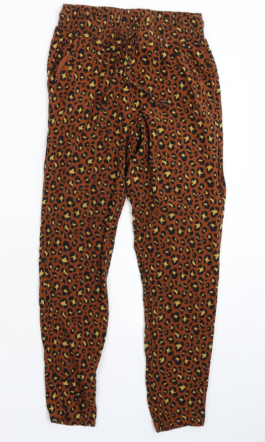 Primark Womens Multicoloured Animal Print  Trousers  Size 8 L25 in
