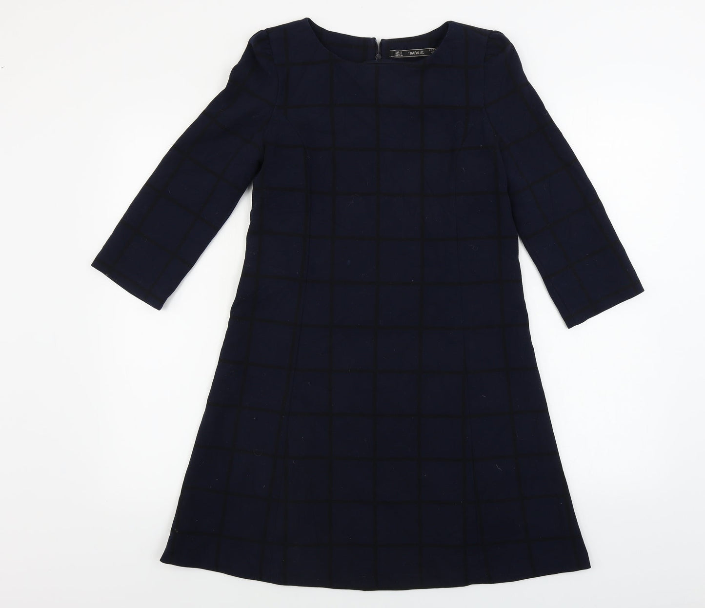 TRAFALUC  Womens Blue Check  A-Line  Size S