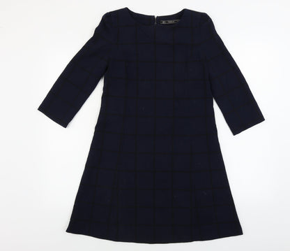 TRAFALUC  Womens Blue Check  A-Line  Size S