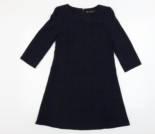 TRAFALUC  Womens Blue Check  A-Line  Size S